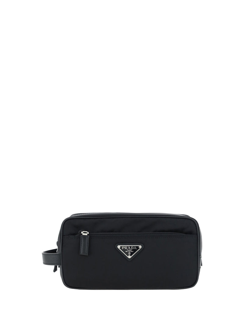 Prada Re-Nylon Beauty Case — Black Polyamide Travel Wallets