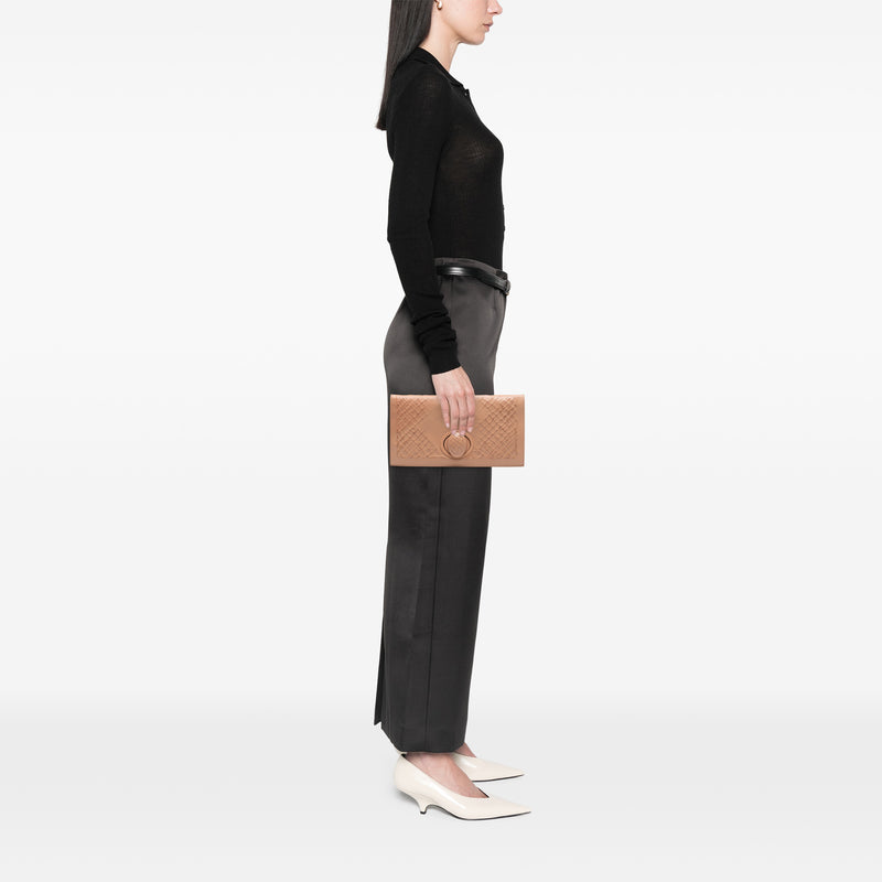 Nappa Embossed Intrecciato Turn Lock Clutch - Image 7
