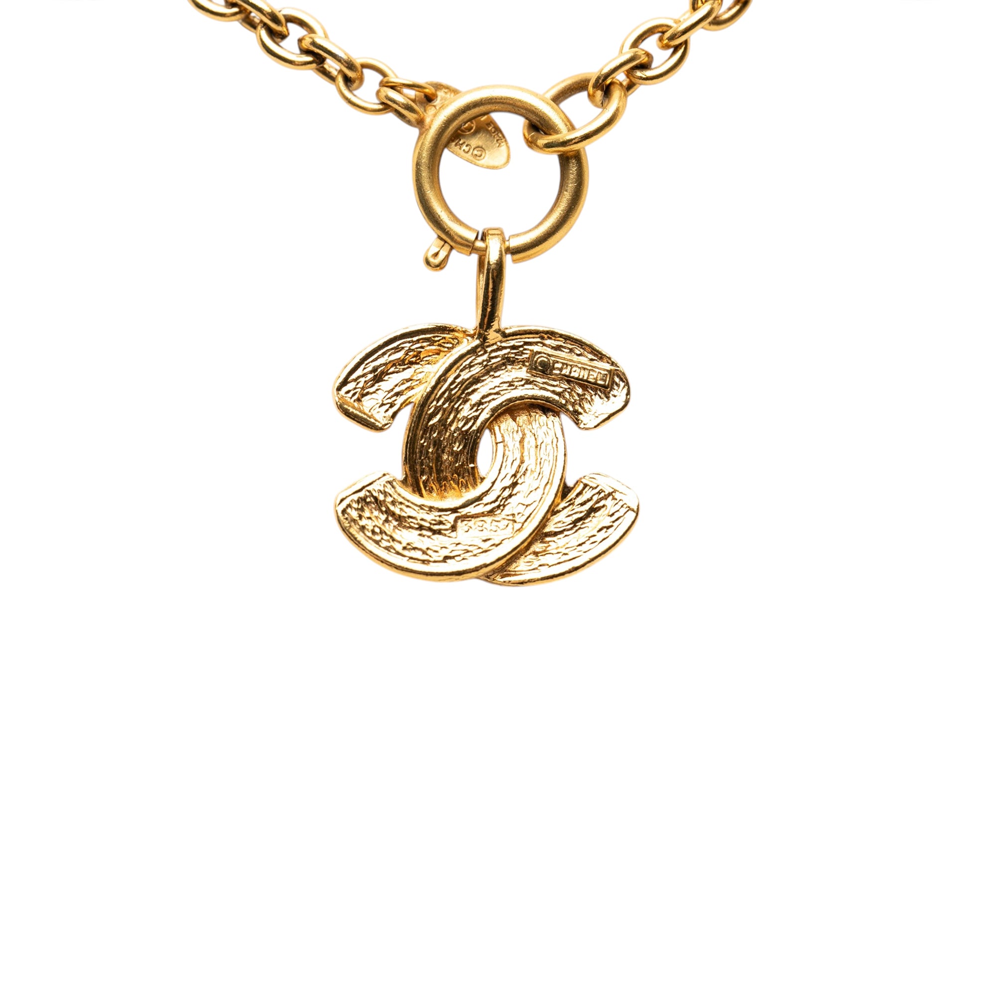 Gold Plated CC Quilted Pendant Necklace - Image 2