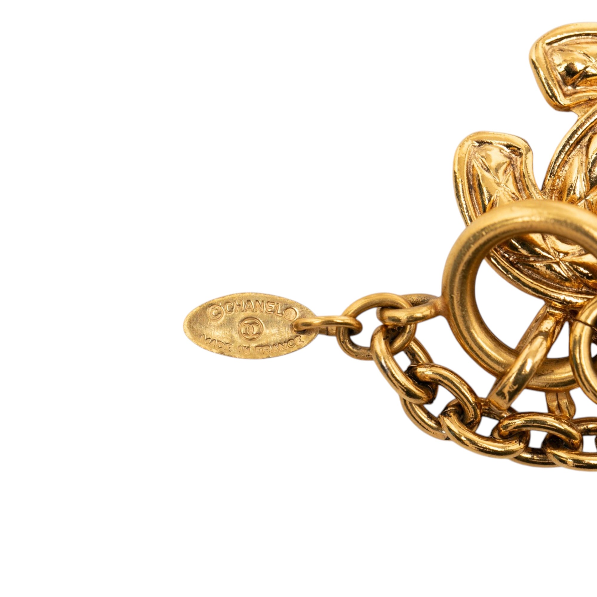 Gold Plated CC Quilted Pendant Necklace - Image 5