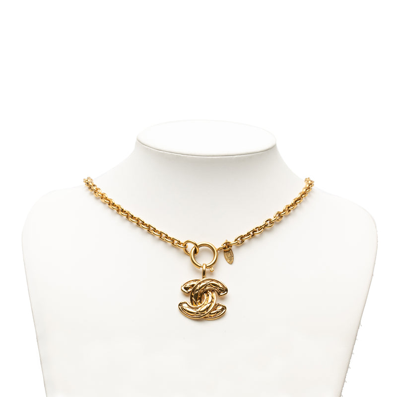 Gold Plated CC Quilted Pendant Necklace - Image 6