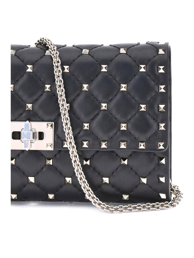 Valentino Garavani Rockstud Spike Shoulder Bag — Black Nappa Leather
