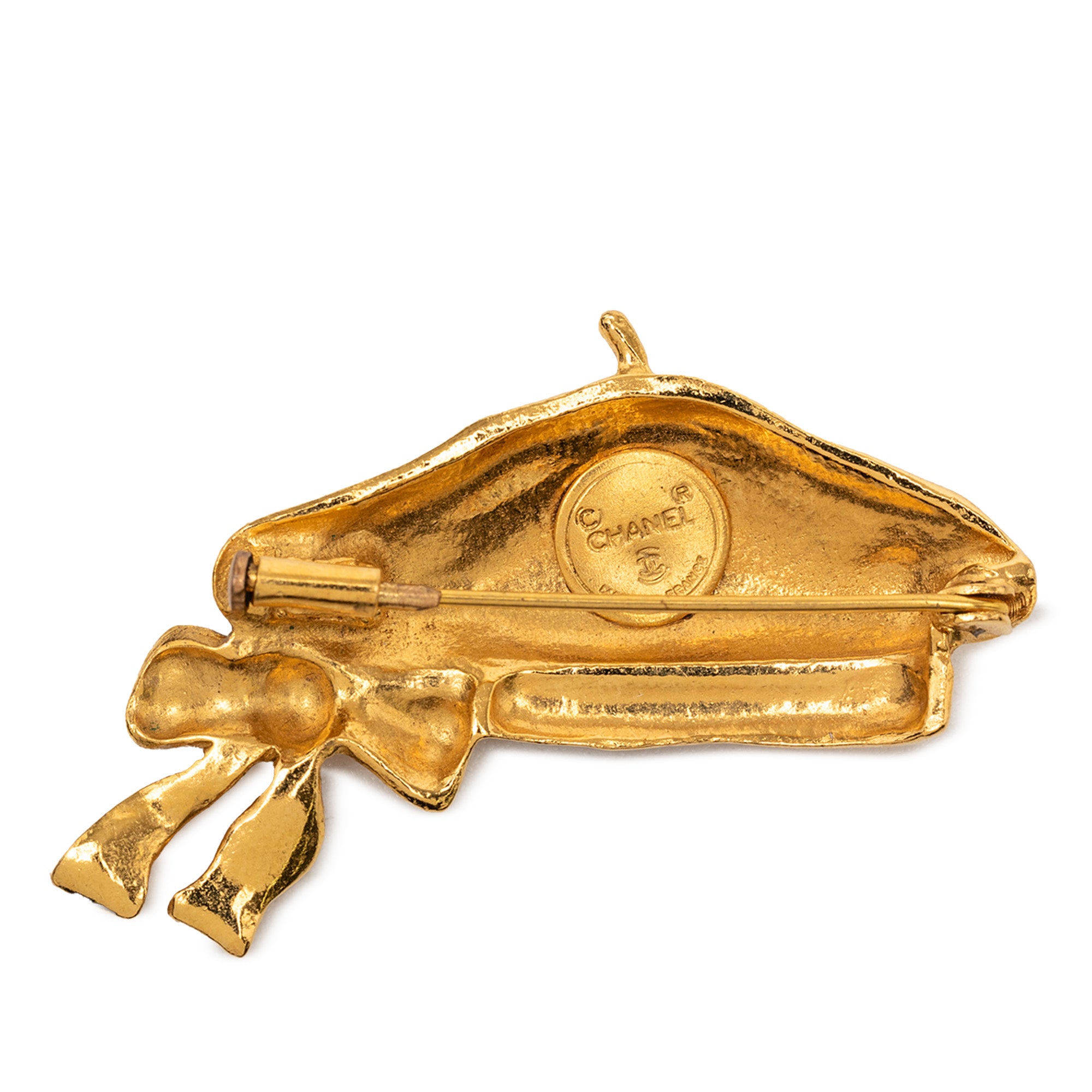 Gold Plated Beret Hat Brooch - Image 2