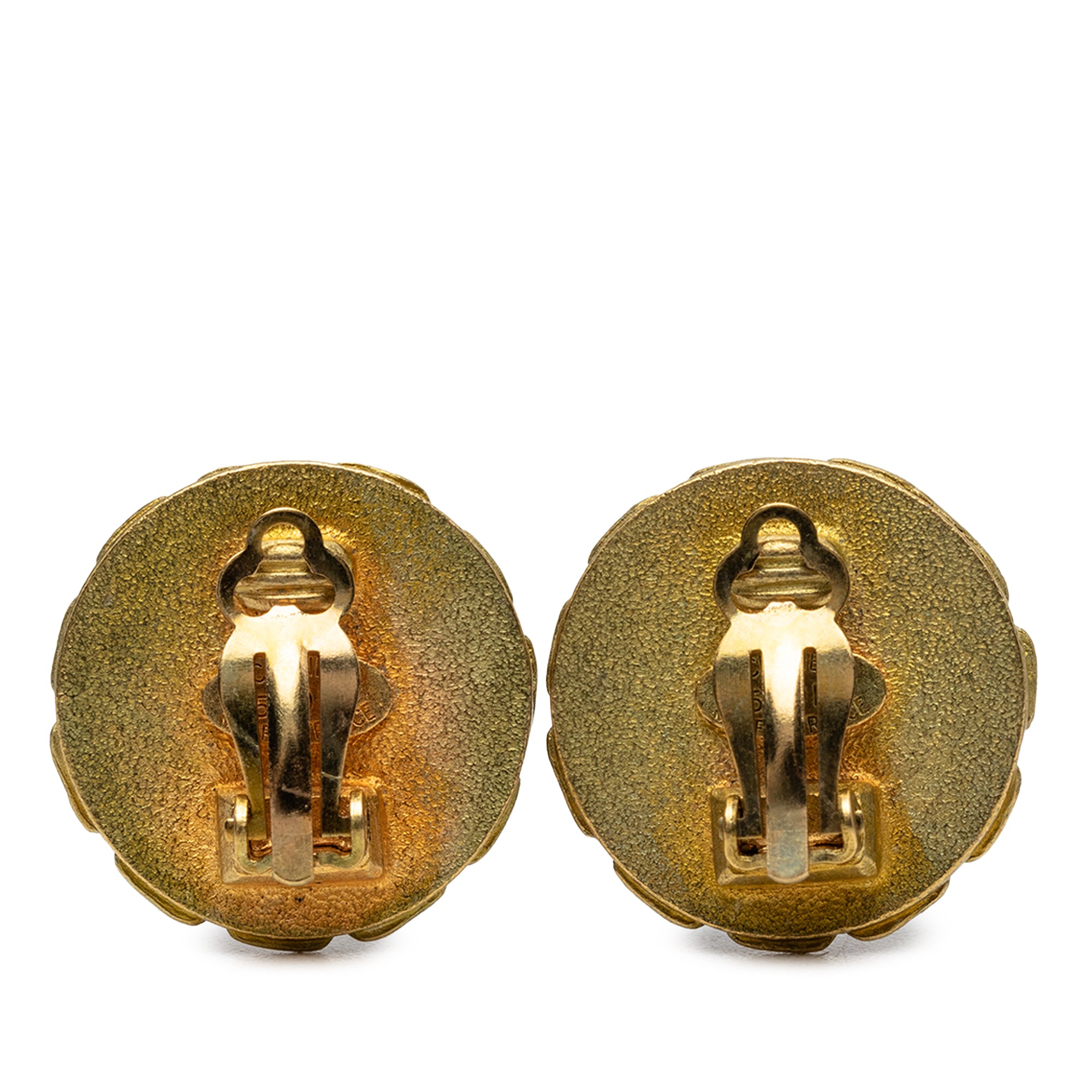 CC Gold Plated Resin Chain Round Clip On Earrings - Image 2