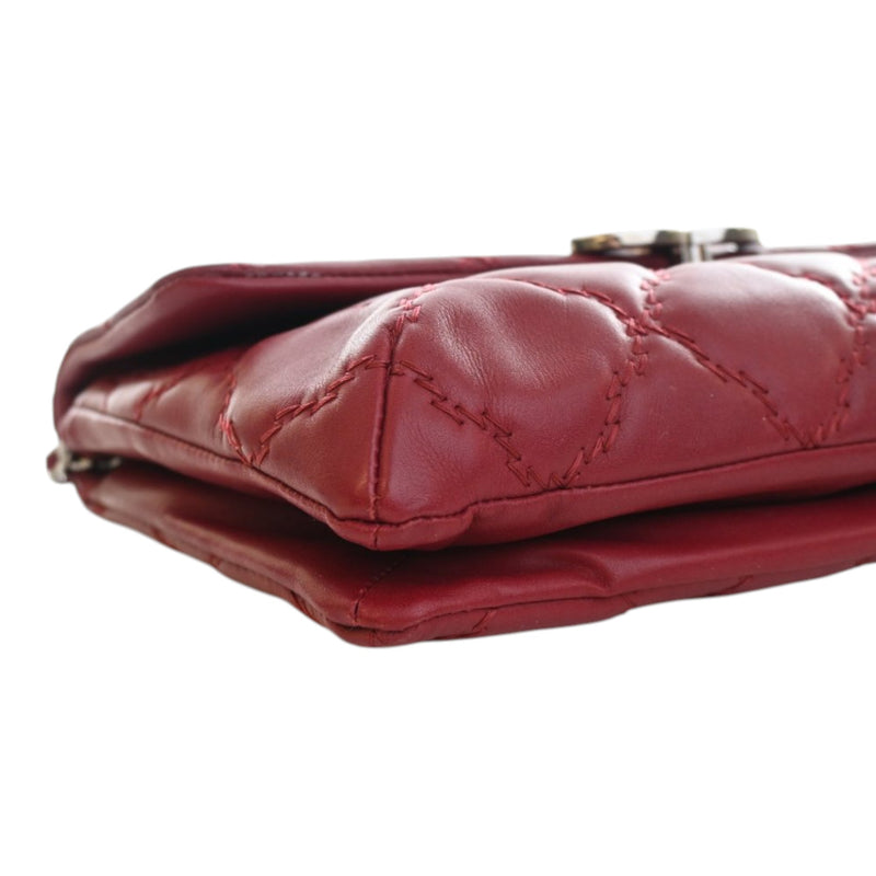 Quilted Calfskin Double Stitch Hamptons Clutch with Chain - Image 10