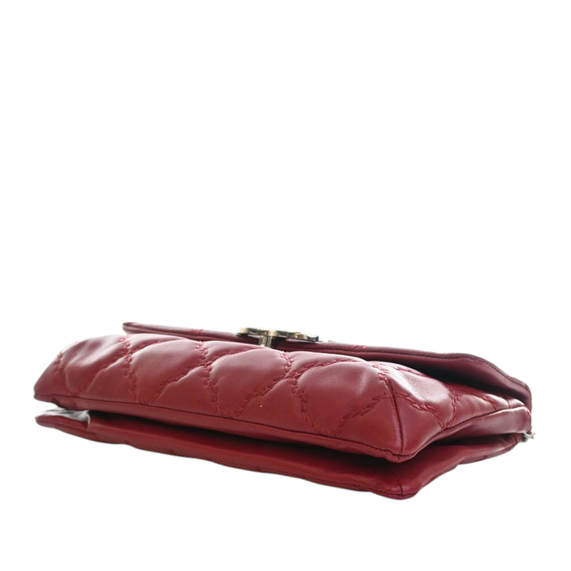 Quilted Calfskin Double Stitch Hamptons Clutch with Chain - Image 13