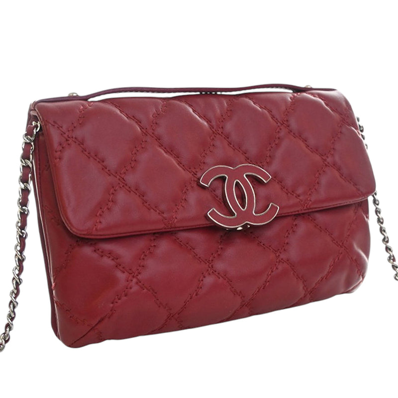 Quilted Calfskin Double Stitch Hamptons Clutch with Chain - Image 2