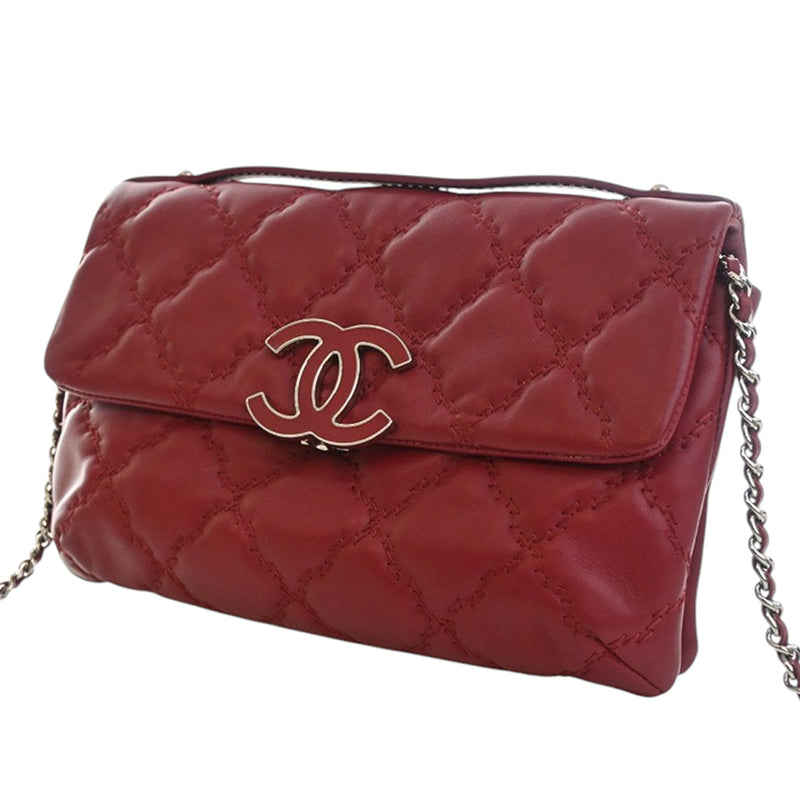 Quilted Calfskin Double Stitch Hamptons Clutch with Chain - Image 3