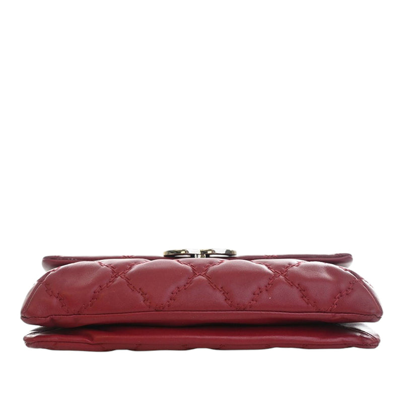 Quilted Calfskin Double Stitch Hamptons Clutch with Chain - Image 5