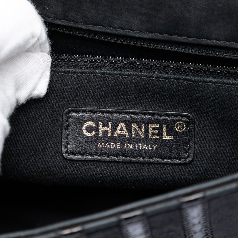 Chevron Python Embossed Calfskin and Suede Single Flap - Image 5