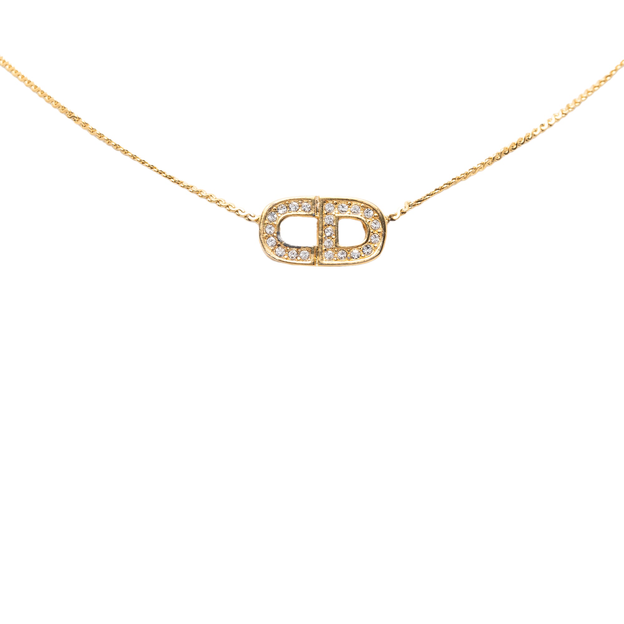 Gold Plated CD Strass Pendant Necklace - Image 1