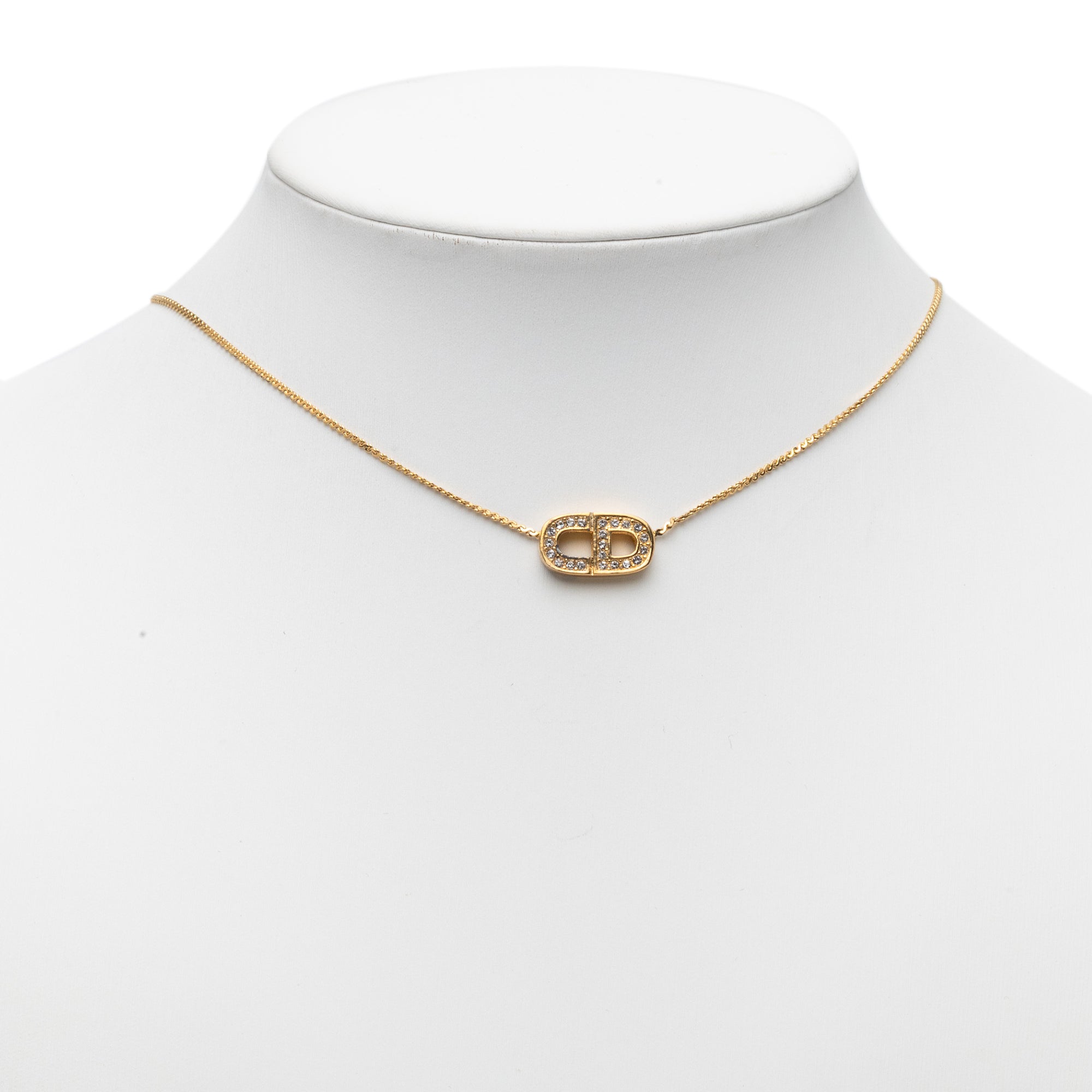Gold Plated CD Strass Pendant Necklace - Image 5