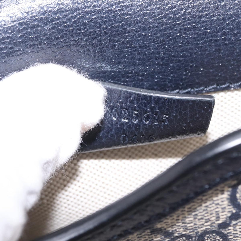 Gucci Horsebit 1955 Gg Coated Canvas With Leather Navy Bag