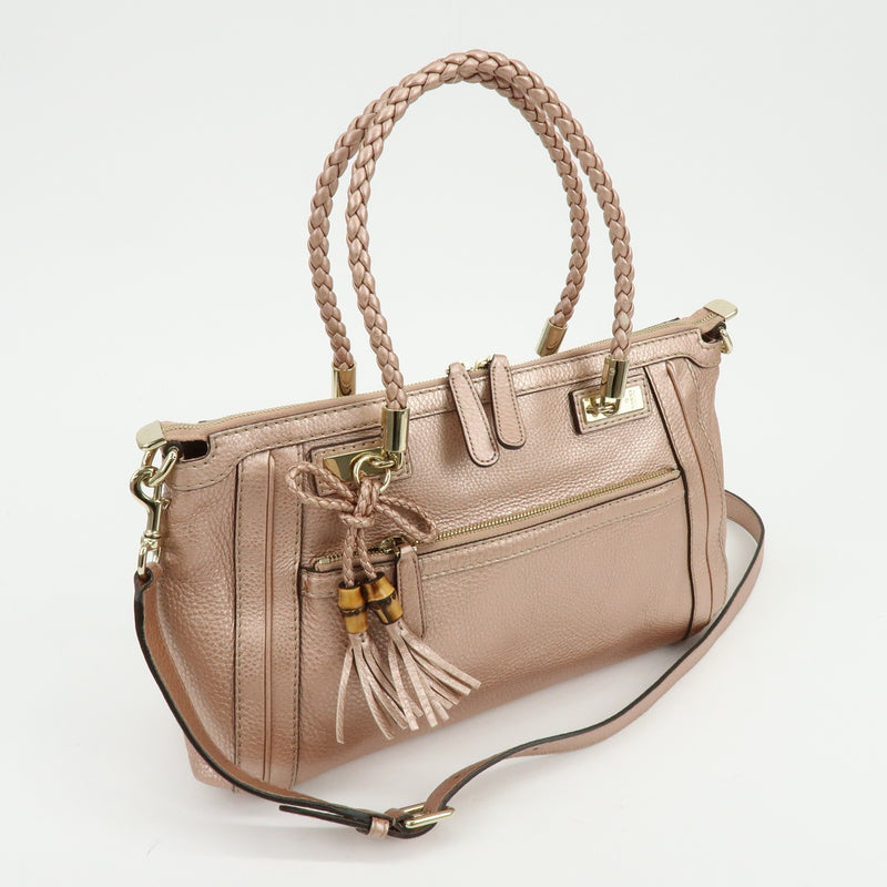 Gucci Bella Convertible Top Handle Leather Pink Bag