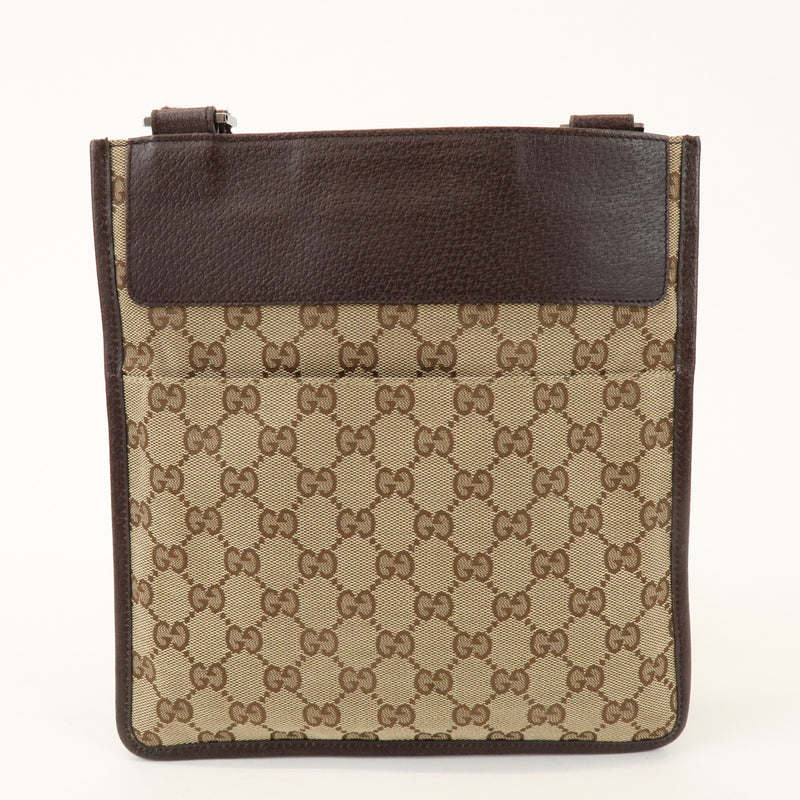 Gucci Vintage Flat Messenger Gg Canvas And Leather Beige
