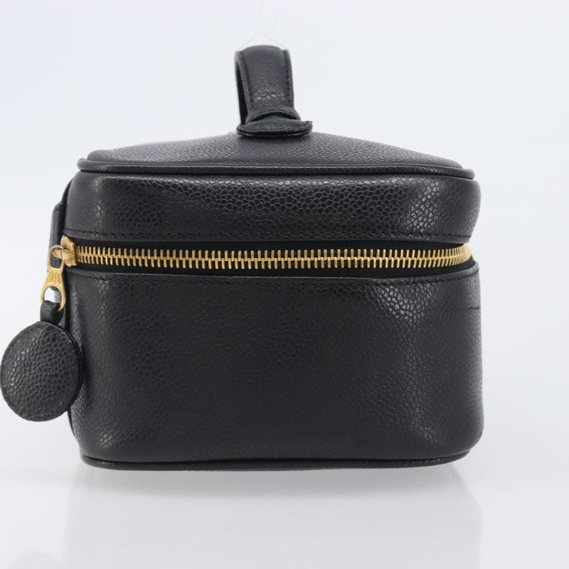 Chanel Vintage Timeless Cosmetic Case Caviar Black Leather Bag