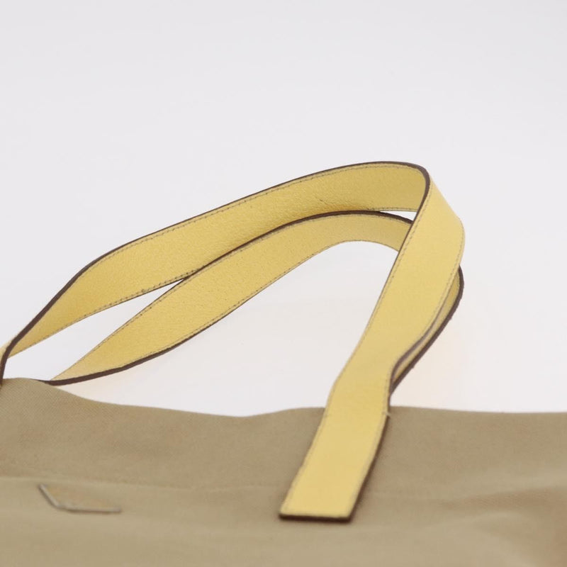 Prada Lux Convertible Open Tote Canvas And Leather Beige