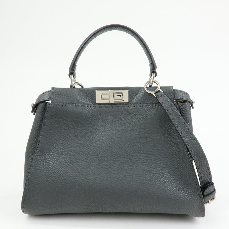 Fendi Selleria Peekaboo Leather Gray Bag
