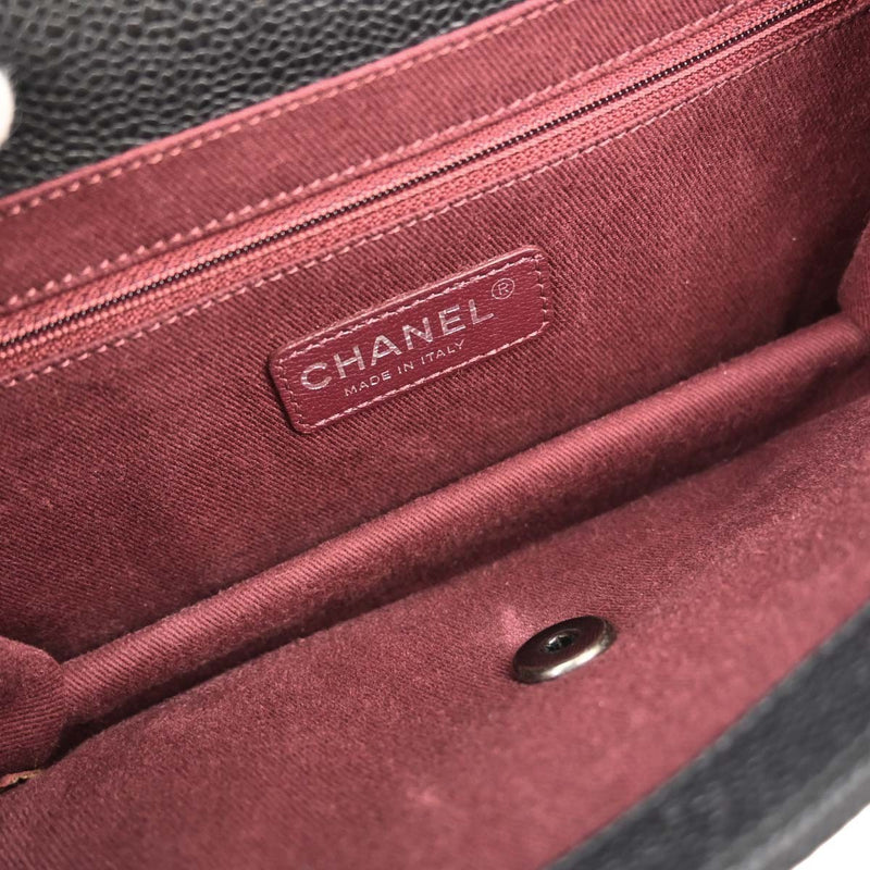 Chanel Paris-Edinburgh Square Flap Caviar 2 Way Black Leather Bag