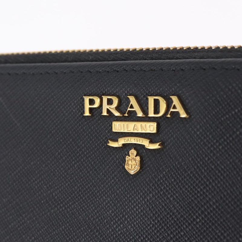 Prada Zip Around Tab Saffiano Leather Black Accessory