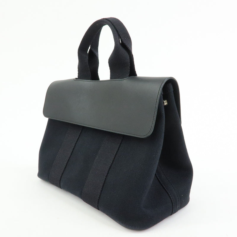 Hermes Valparaiso Toile And Leather Black Canvas Bag