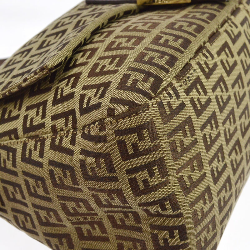 Fendi Zucchino Canvas Mamma Baguette Brown Bag