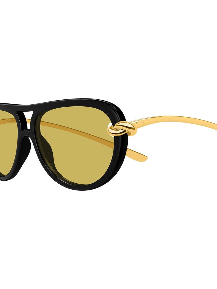 Bottega Veneta Bv1418s Bio Injection Aviator Sunglasses — Black