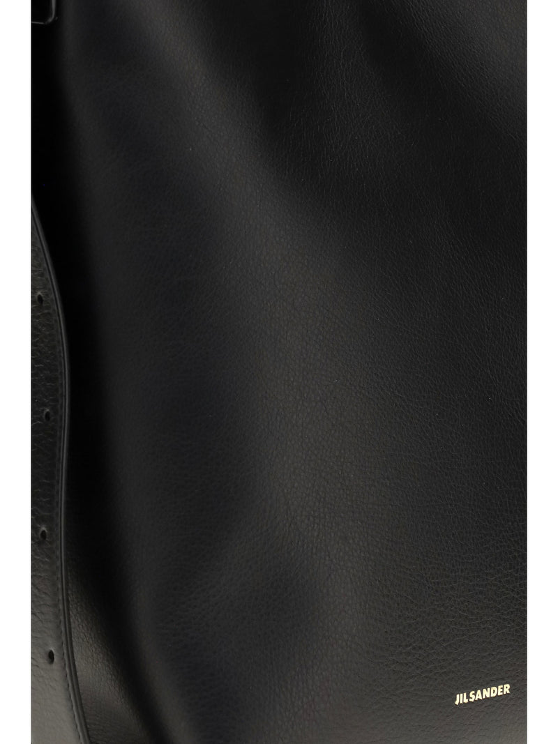 Jil Sander Cannolo Shoulder Bag — Black Calf Leather Bos Taurus
