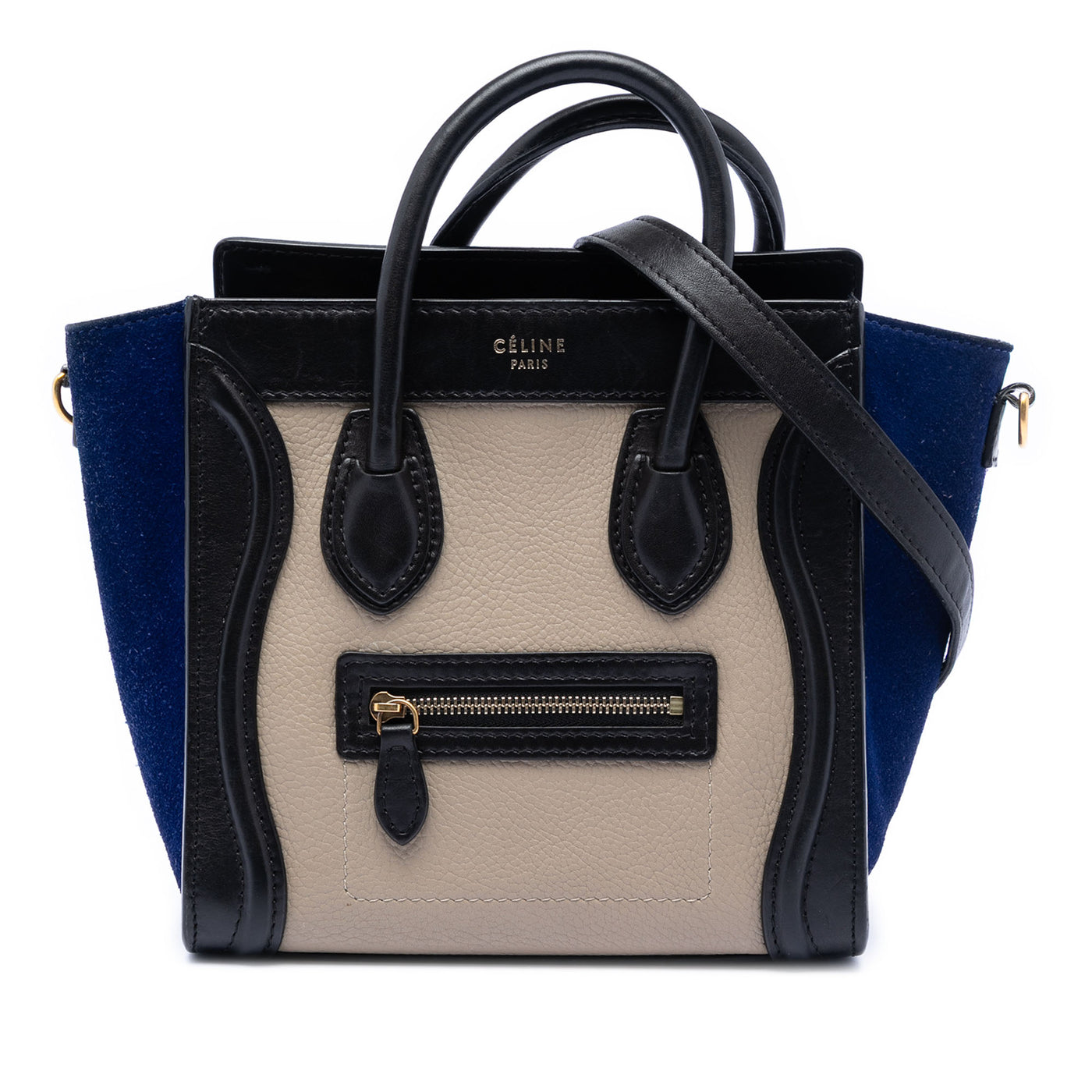 Nano Tricolor Calfskin and Suede Luggage Tote - Image 1
