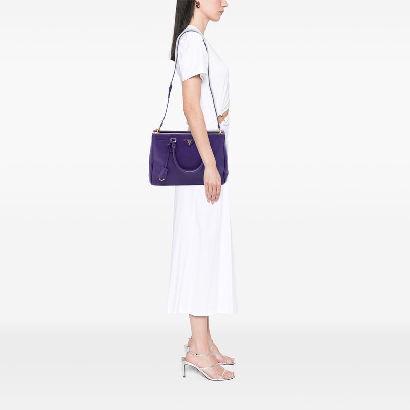 Medium Saffiano Lux Galleria Double Zip Satchel - Image 6