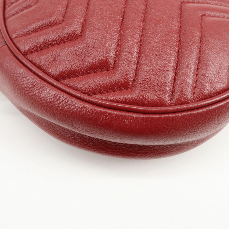 Gucci Gg Marmont Round Matelasse Leather Red Bag