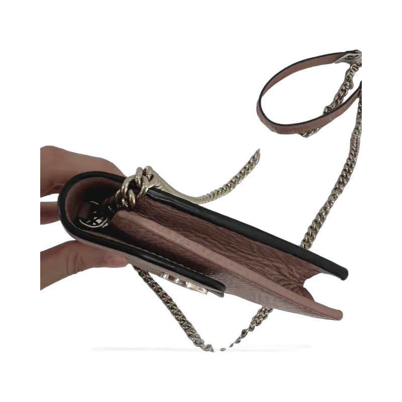 Gucci Interlocking Wallet On Chain Leather Pink Calfskin Bag