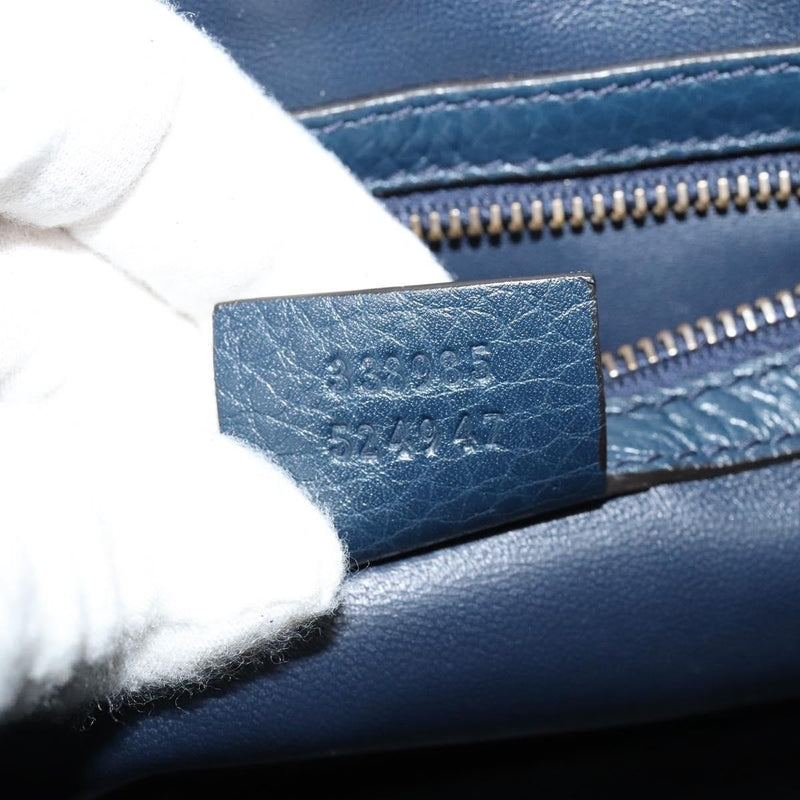 Gucci Hip Bamboo Flap Leather Blue Bag