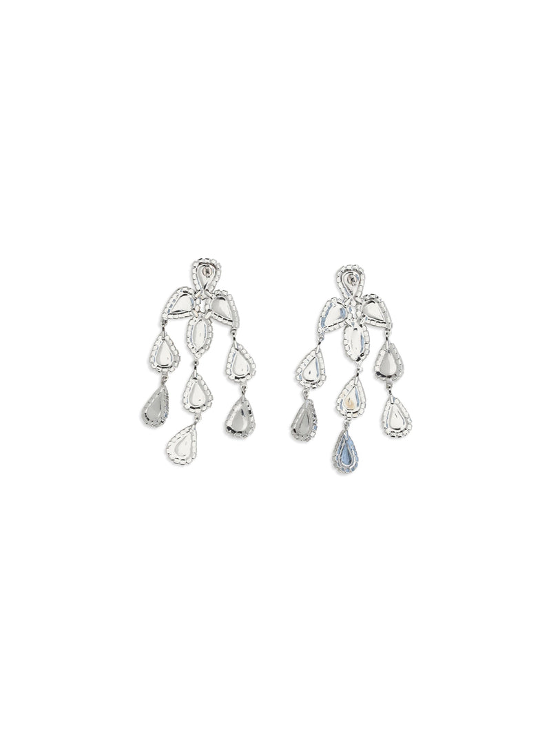 Magda Butrym Crystal Chandelier Drop Earrings — Silver Metal
