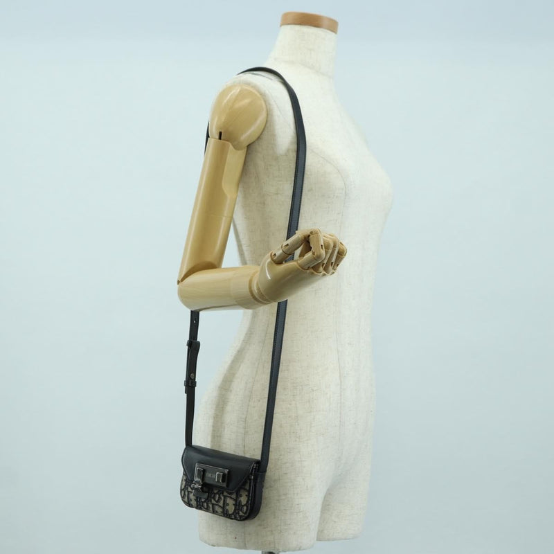 Christian Dior Clasp Lock Messenger Oblique Canvas And Leather Navy