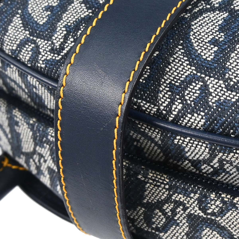 Christian Dior Vintage Saddle Bowler Diorissimo Canvas Navy Bag