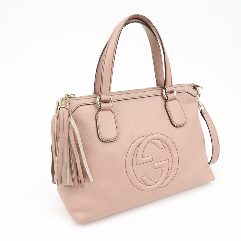 Gucci Soho Convertible Soft Top Handle Leather Pink Bag