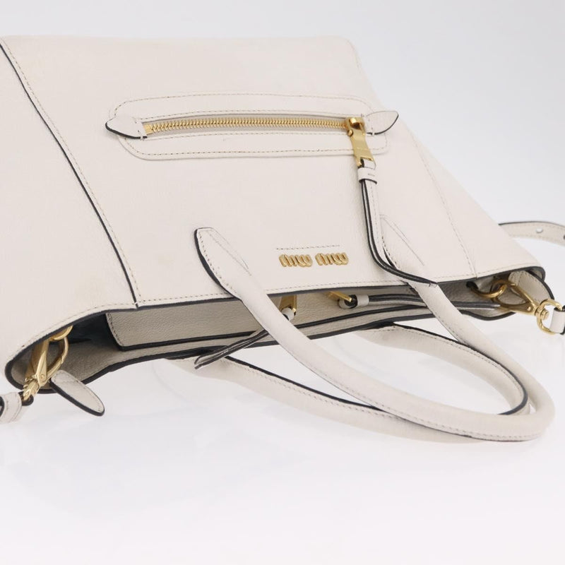 Miu Miu Madras Front Zip Leather White Bag