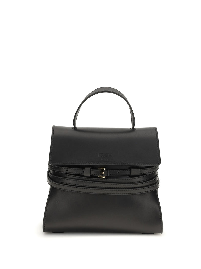 Moschino Top Handle Bag — Black Calf Leather