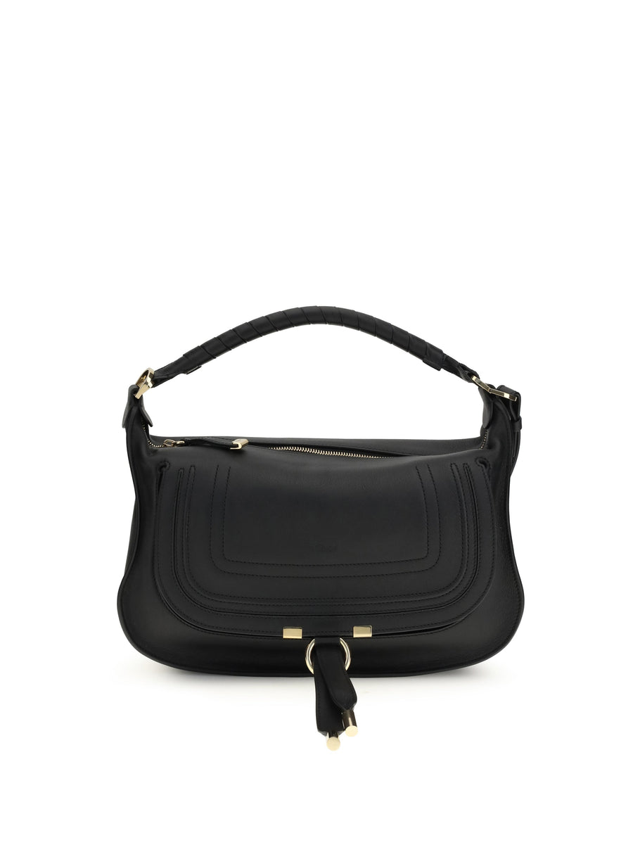 Chloé Marcie Shoulder Bag — Black Calf Leather Bos Taurus