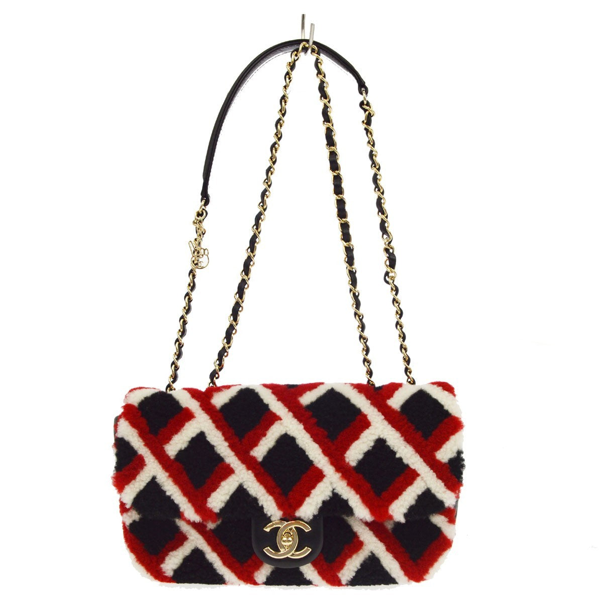 Chanel Emoticon Cc Flap Shearling With Quilted Lambskin Multicolour Leather Bag