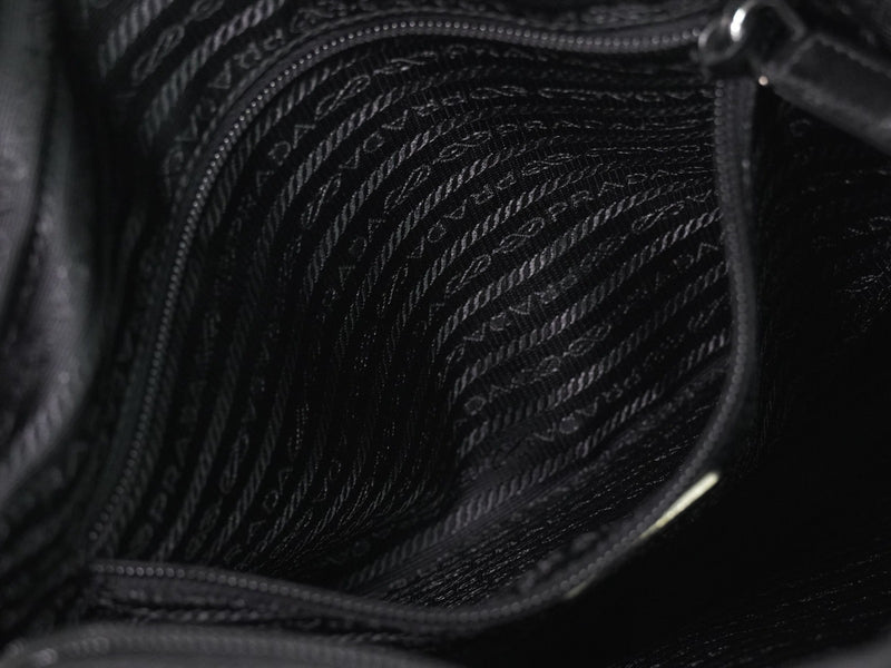 Prada Front Zip Messenger Quilted Tessuto Black Nylon