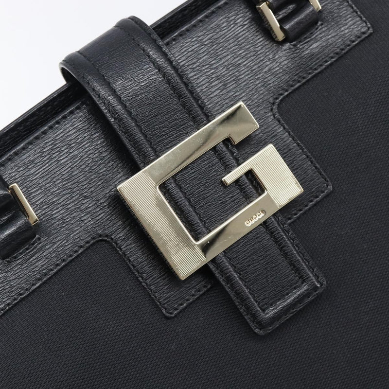 Gucci Vintage G Logo Canvas Black Leather Bag