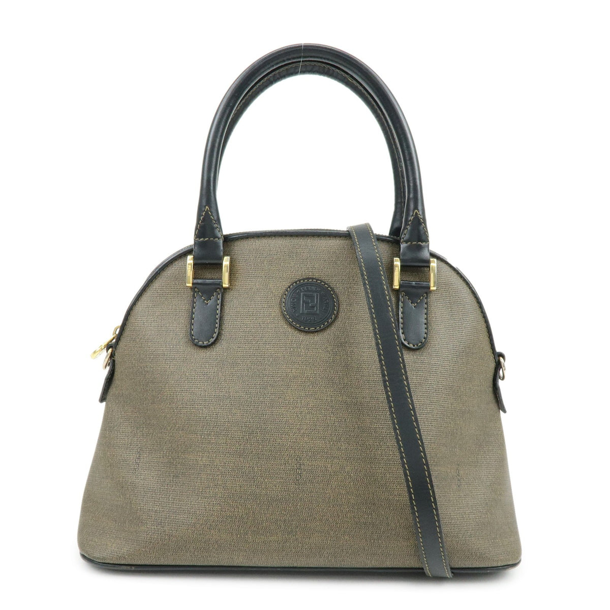 Fendi Vintage Dome Satchel Leather Brown