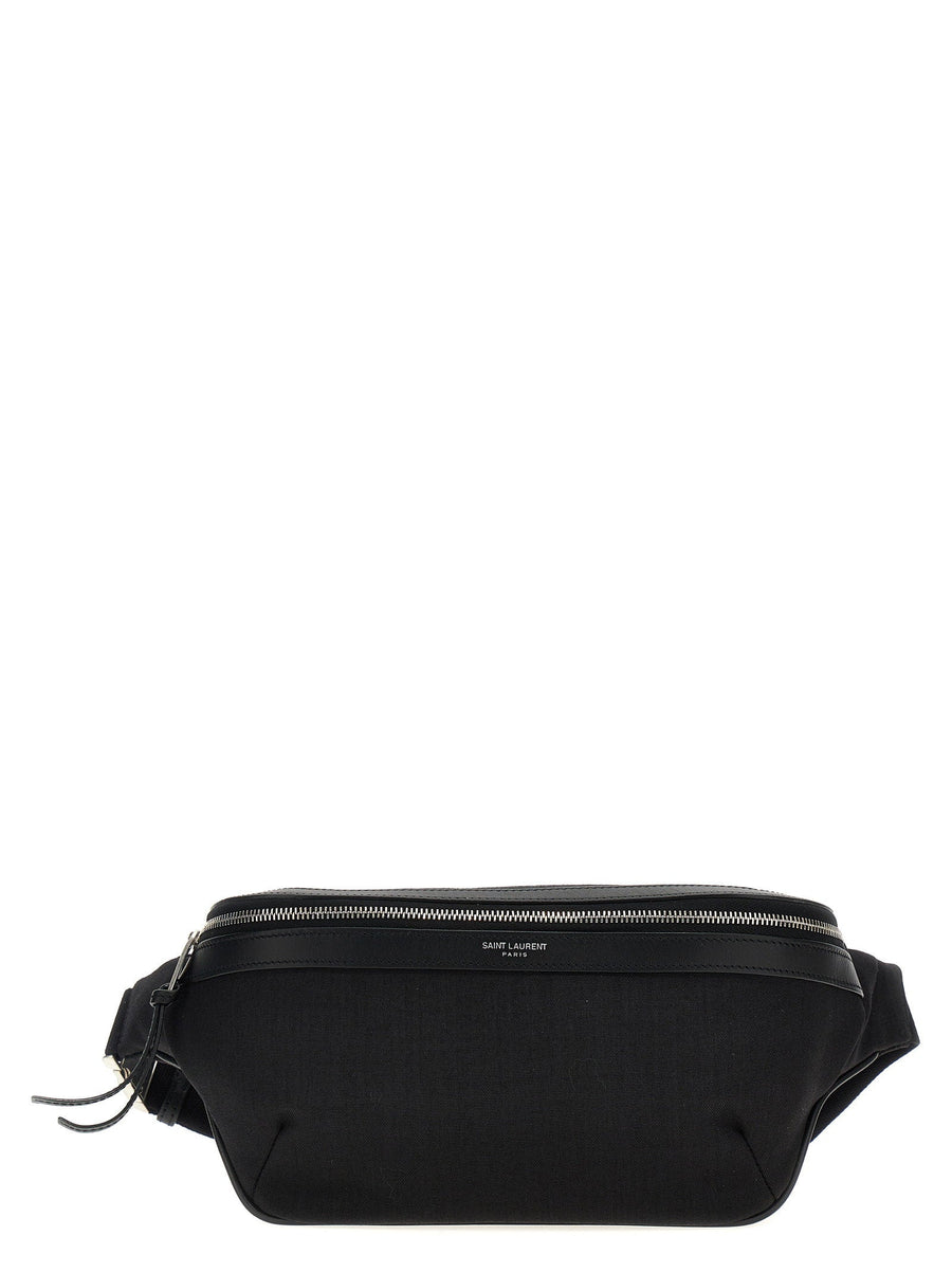 Saint Laurent Canvas And Leather Belt Bag — Black