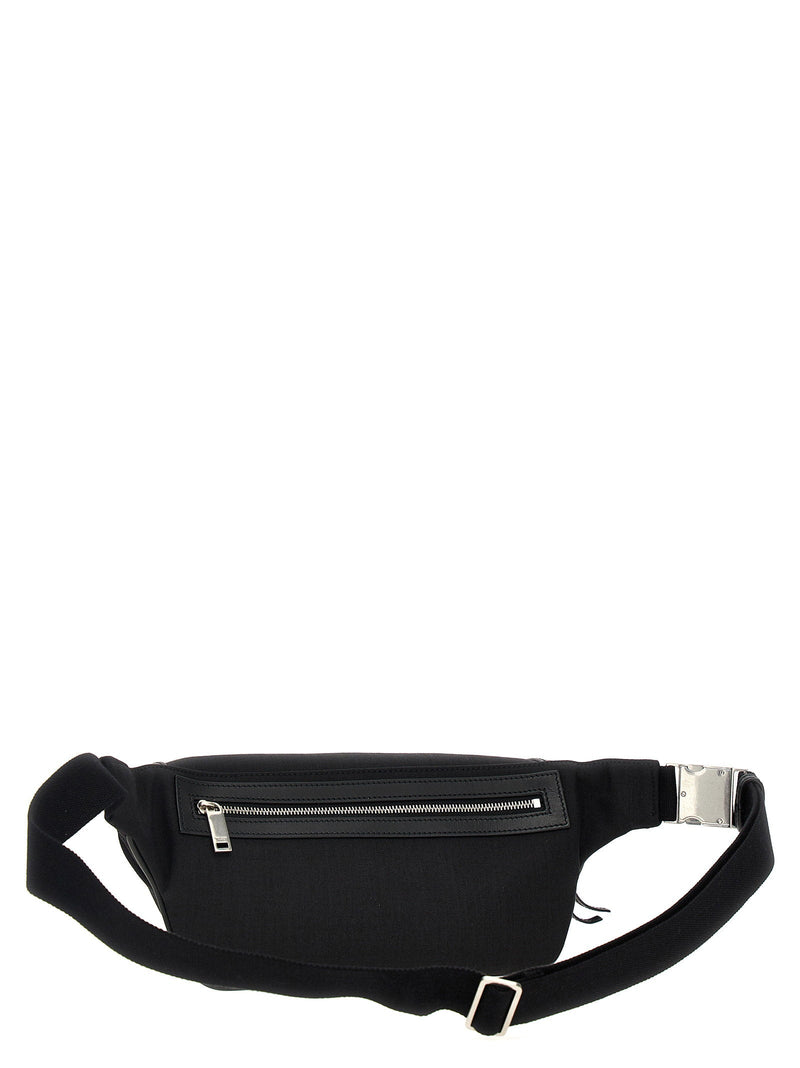 Saint Laurent Canvas And Leather Belt Bag — Black