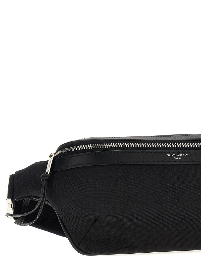 Saint Laurent Canvas And Leather Belt Bag — Black