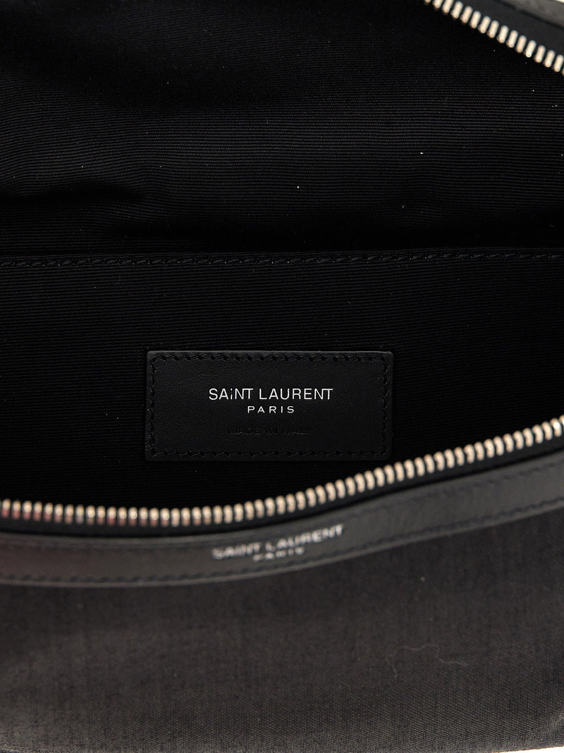 Saint Laurent Canvas And Leather Belt Bag — Black