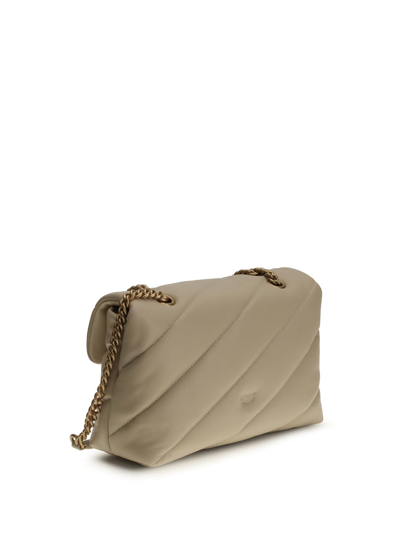 Pinko Love Shoulder Bag — Beige Calf Leather Bos Taurus