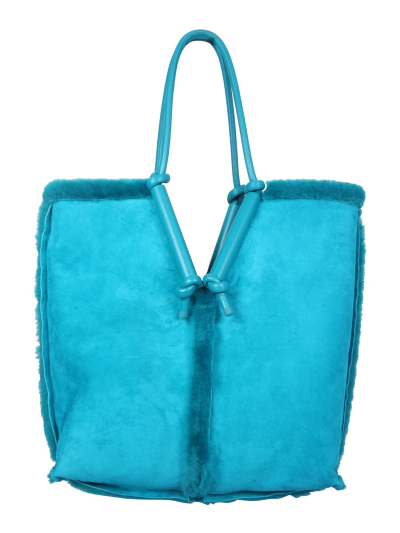 Bottega Veneta Bolster Tote Bag — Blue Sherling